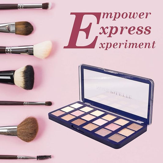 CVB 18 Colours Eyeshadow with 8 Buttery Mattes, 8 Metal Shadows, 1 Wet and Dry Lids, Talc-Free Nude and Rose Gold Palette for Eye Makeup 24g (SHADES - 01)