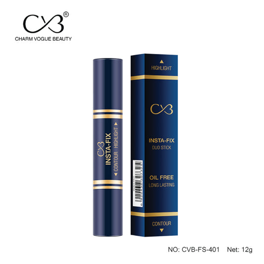 CVB Ultra Hd Insta-Fix Duo Stick  Oil Free Long Lasting   Highlighter +Contour Stick