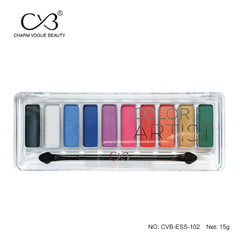 CVB 10 Colours Eyeshadow for Sultry, Glimmering and Subtle Looks, Coveted Shades Colour Pallet for Long Lasting Eye Make-Up
