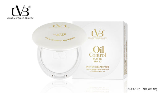 CVB OIL CONTROL MATTE SPF 20 WHITENING POWDER ABSORBS OIL & FIT ALL Compact (WHITE, 12 g)