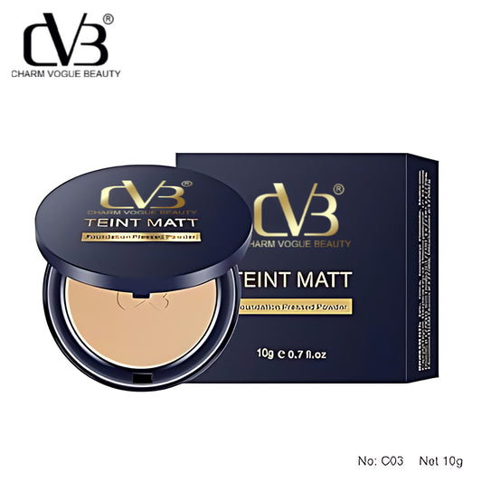 CVB C02 2 in 1 Teint Matt Foundation Pressed Compact Powder for Buildable Full Coverage & Matte Finish