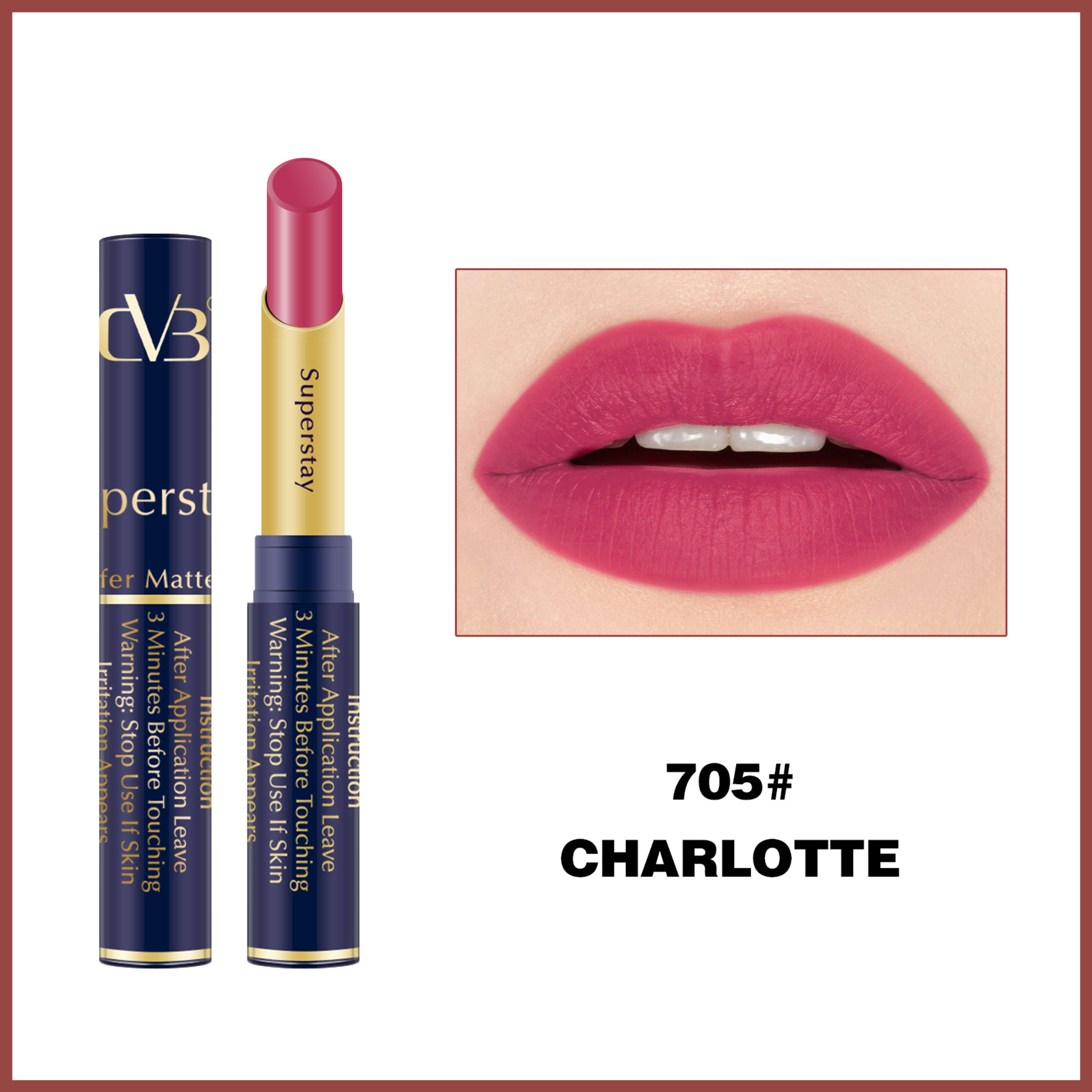 CVB LM-206 SuperStay No Transfer Matte Lipstick, Waterproof and Full-Pigmented, Transfer-Proof Smudge-Proof Lip Colour