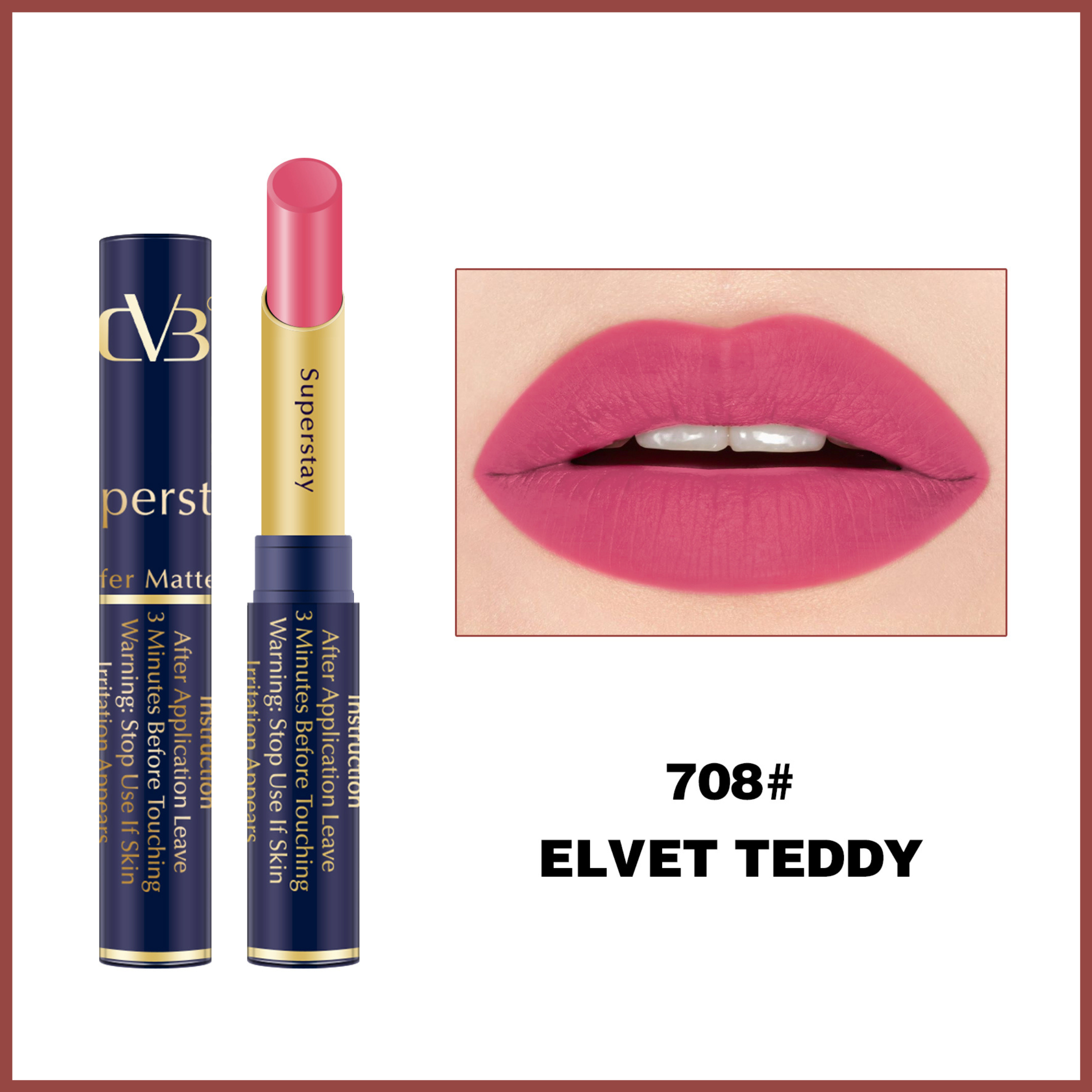 CVB LM-206 SuperStay No Transfer Matte Lipstick, Waterproof and Full-Pigmented, Transfer-Proof Smudge-Proof Lip Colour