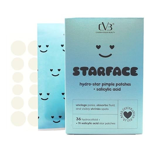 CVB Starface Hydro-Star Pimple Patches | 36 Star Acne Patches to Unclog Pores, Absorb Fluid & Visibly Shrink Spots | Fast-Acting Hydrocolloid Acne Treatment for Clear Skin