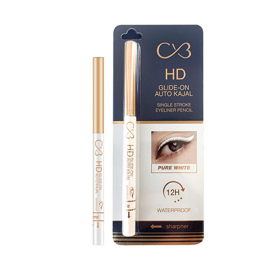 HD GLIDE-ON SOFT KAJAL SINGLE STROKE EYELINER PENCIL  PURE WHITE 12HWATERPROOF NO SMUDGE