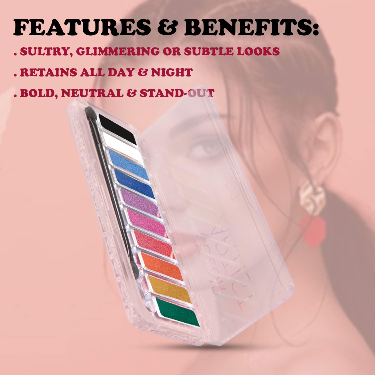 CVB  10 Colours Eyeshadow for Sultry, Glimmering and Subtle Looks, Coveted Shades Colour Pallet for Long Lasting Eye Make-Up