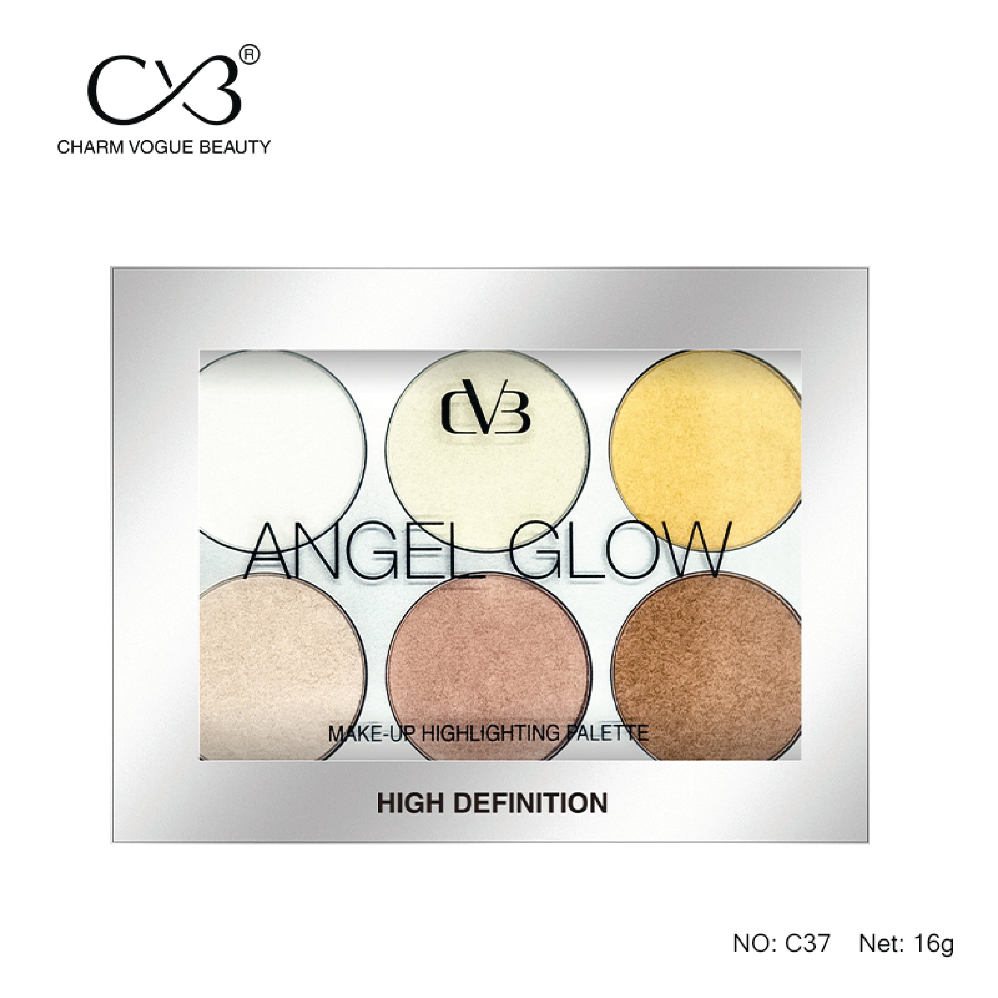 CVB Glow Kit Highlighter Palette 6 Shades Makeup – C37