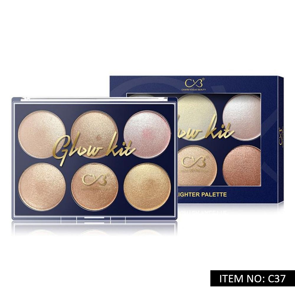 CVB Glow Kit Highlighter Palette 6 Shades Makeup – C37