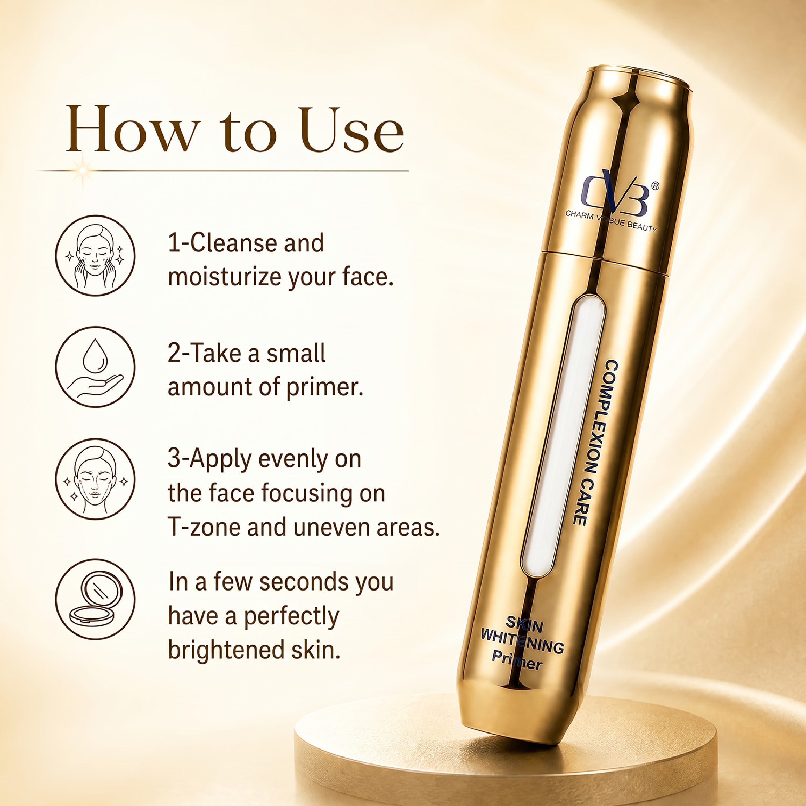 CVB C287 Complexion Care Skin Whitening Primer Hydrates and Plumps skin Goodness of Hyaluronic Acid 30ml