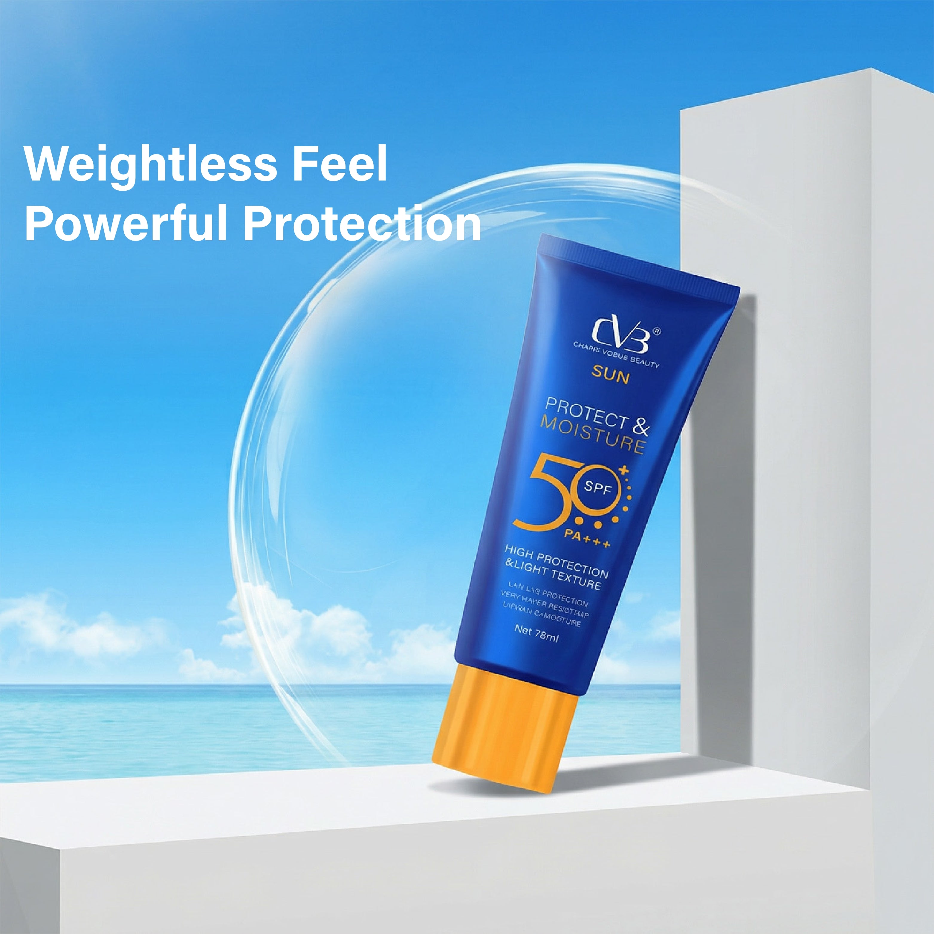 CVB  Sun Protect & Moisture 50SPF PA+++ High Protection & Light Texture Net 75ml