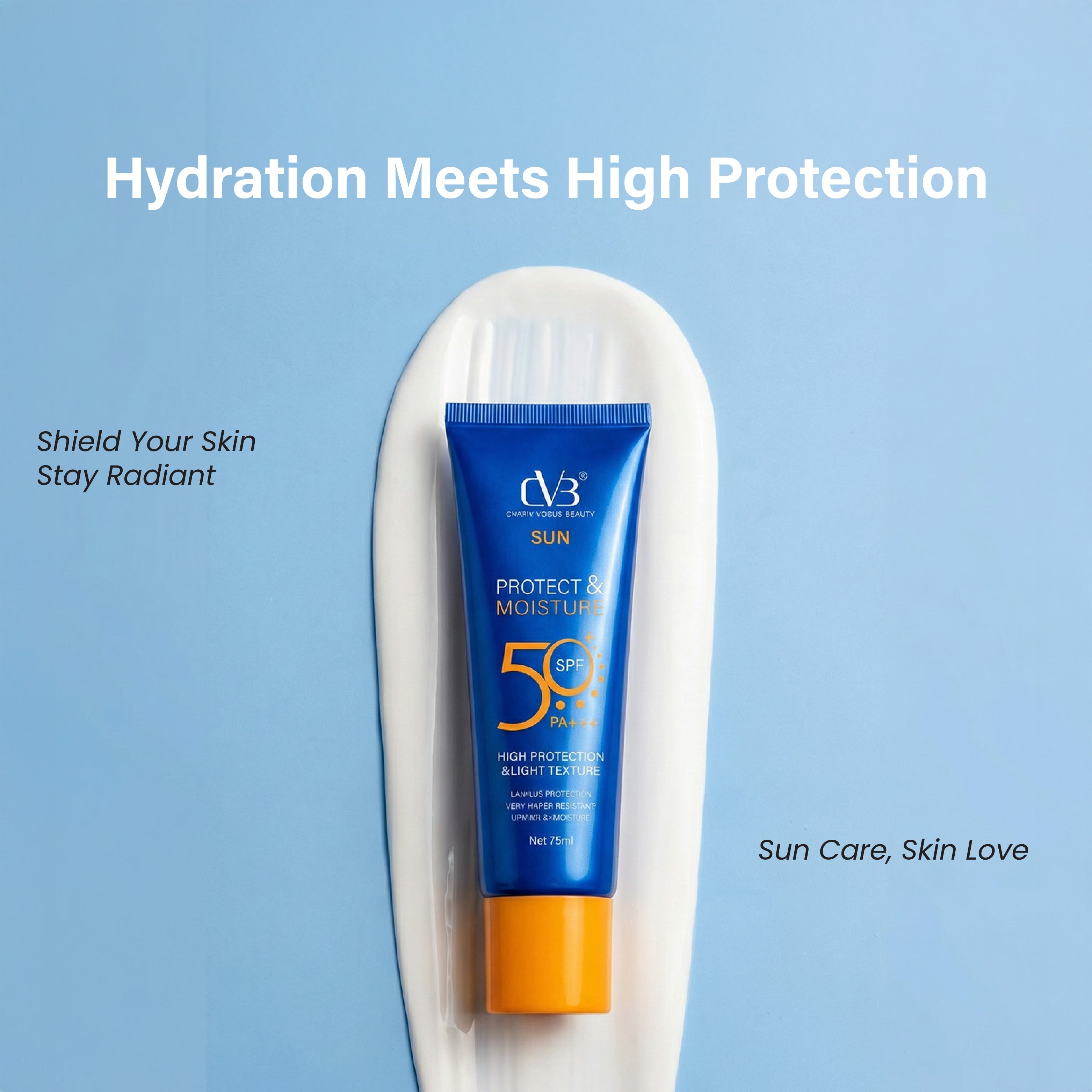 CVB  Sun Protect & Moisture 50SPF PA+++ High Protection & Light Texture Net 75ml