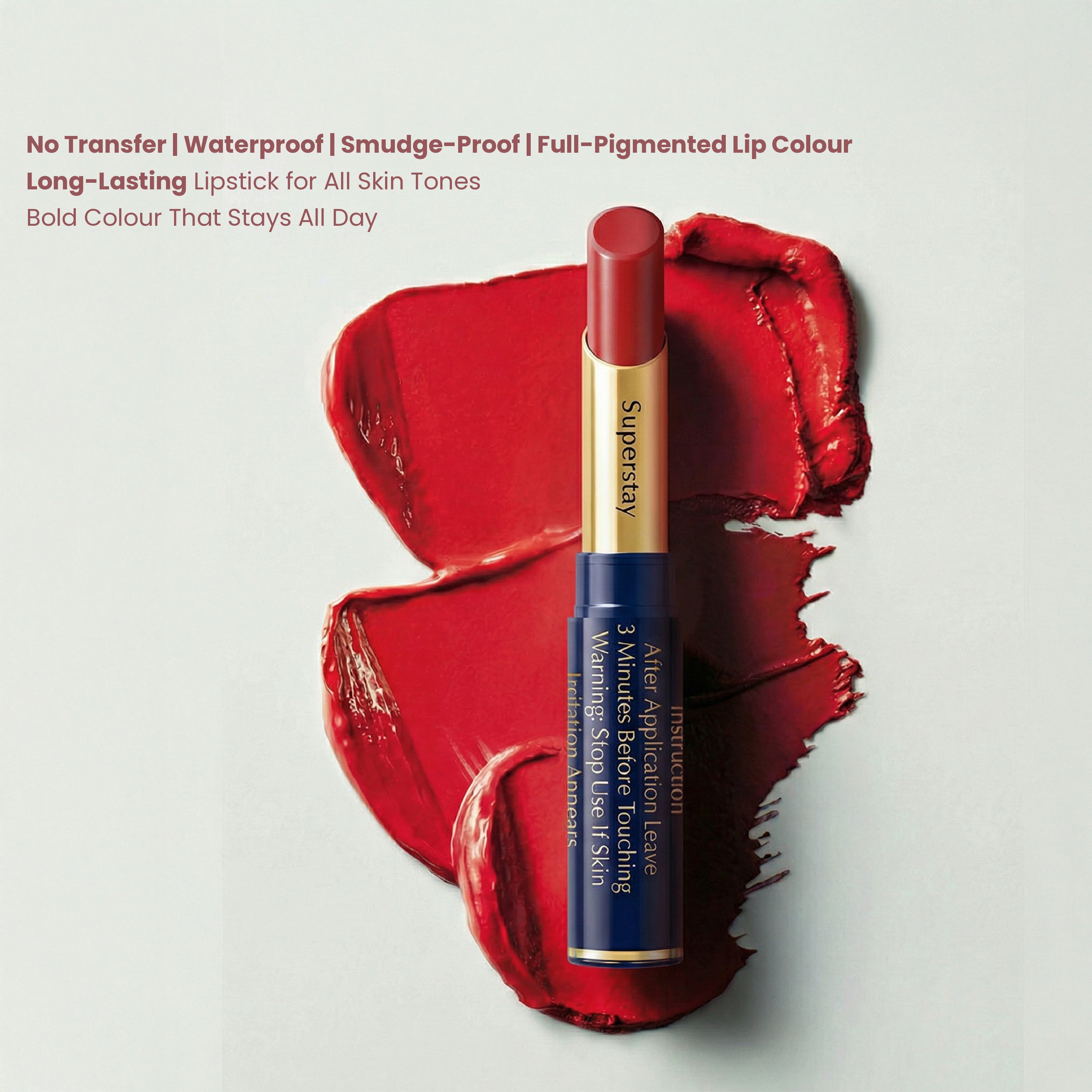 CVB LM-206 SuperStay No Transfer Matte Lipstick, Waterproof and Full-Pigmented, Transfer-Proof Smudge-Proof Lip Colour