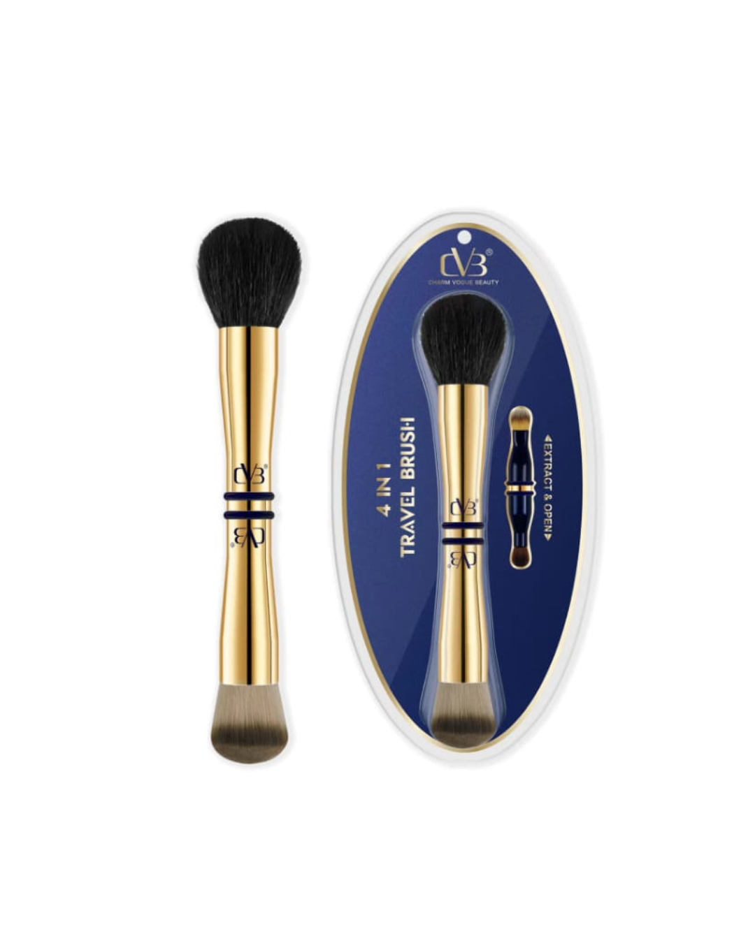 CVB 4 in 1 Travel Brush | With Ultra Soft Bristles | Face Powder Blending Brush | Dense and Fluffy brush