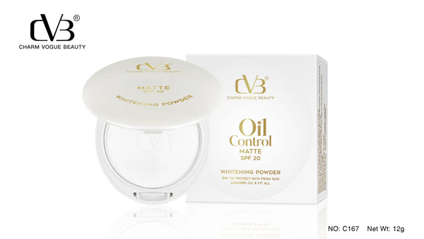 CVB OIL CONTROL MATTE SPF 20 WHITENING POWDER ABSORBS OIL & FIT ALL Compact  (WHITE, 12 g)