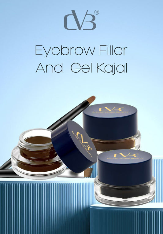 CVB Eyebrow Filler and Gel kajal  2in1 Long-wearBlack & Brown C233