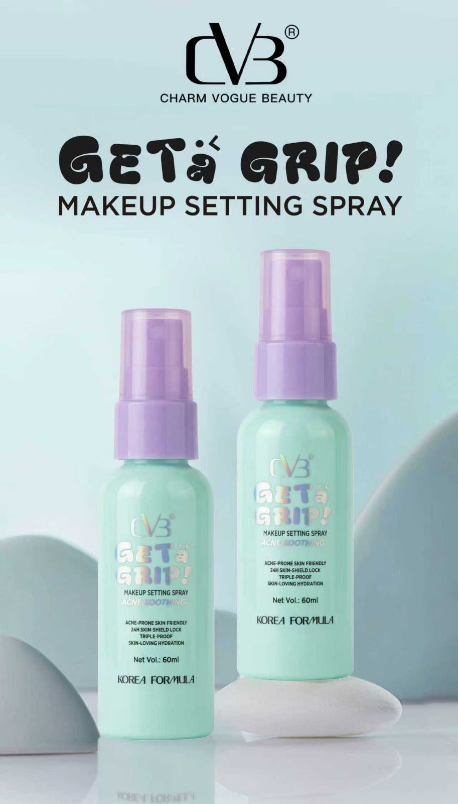 CVB 278 GETA GRIP MAKEUP SETTING SPRAY ACNE SOOTHING – Long-Lasting, 24H SKIN-SHIELD LOCK TRIPLE-PROOF & Fresh Look | SKIN -LOVING HYDRATION for All Skin Types