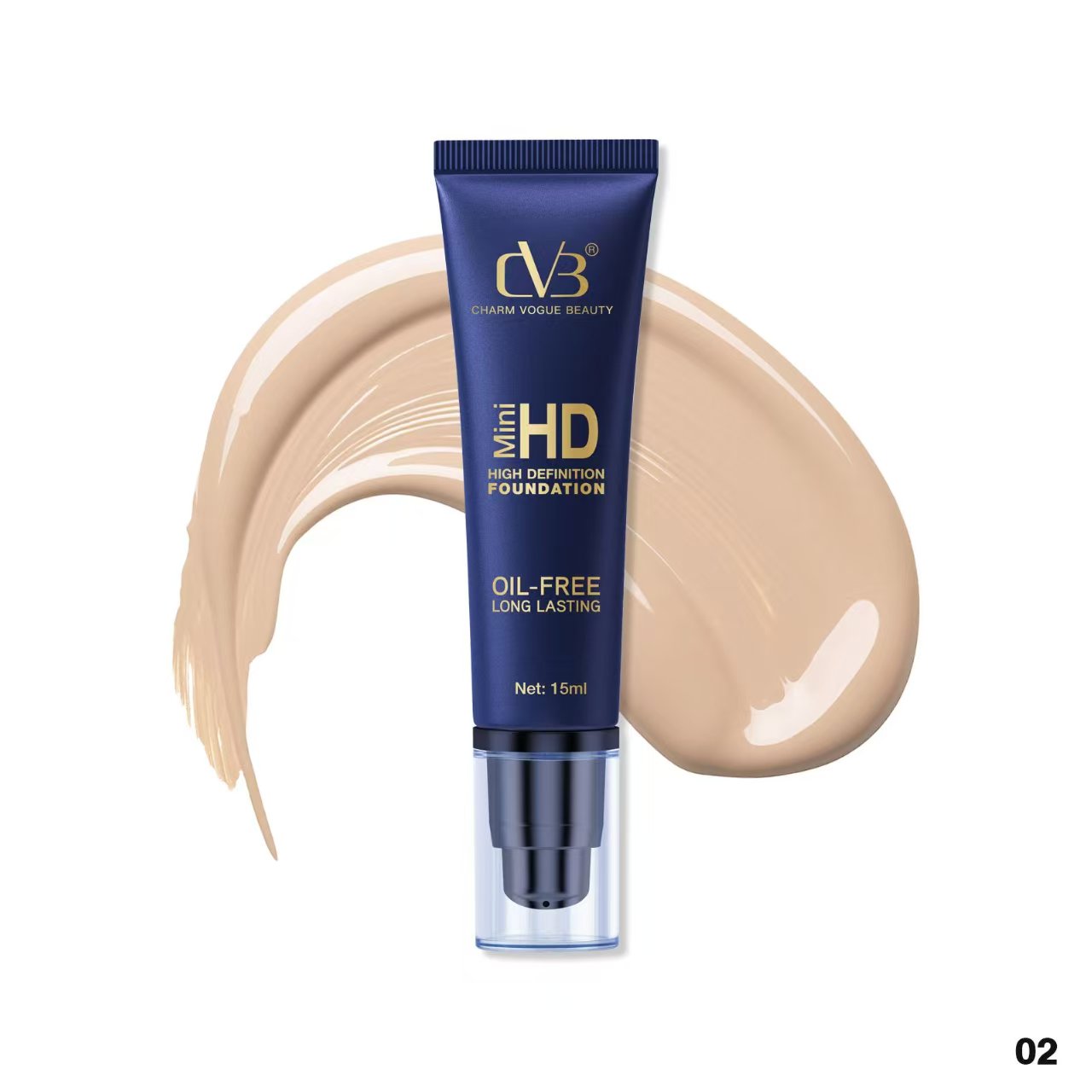 Cvb Mini Hd High Definition Foundation  Oil-Free Long Lasting Net 15 Ml C245 Set of 2 Pics
