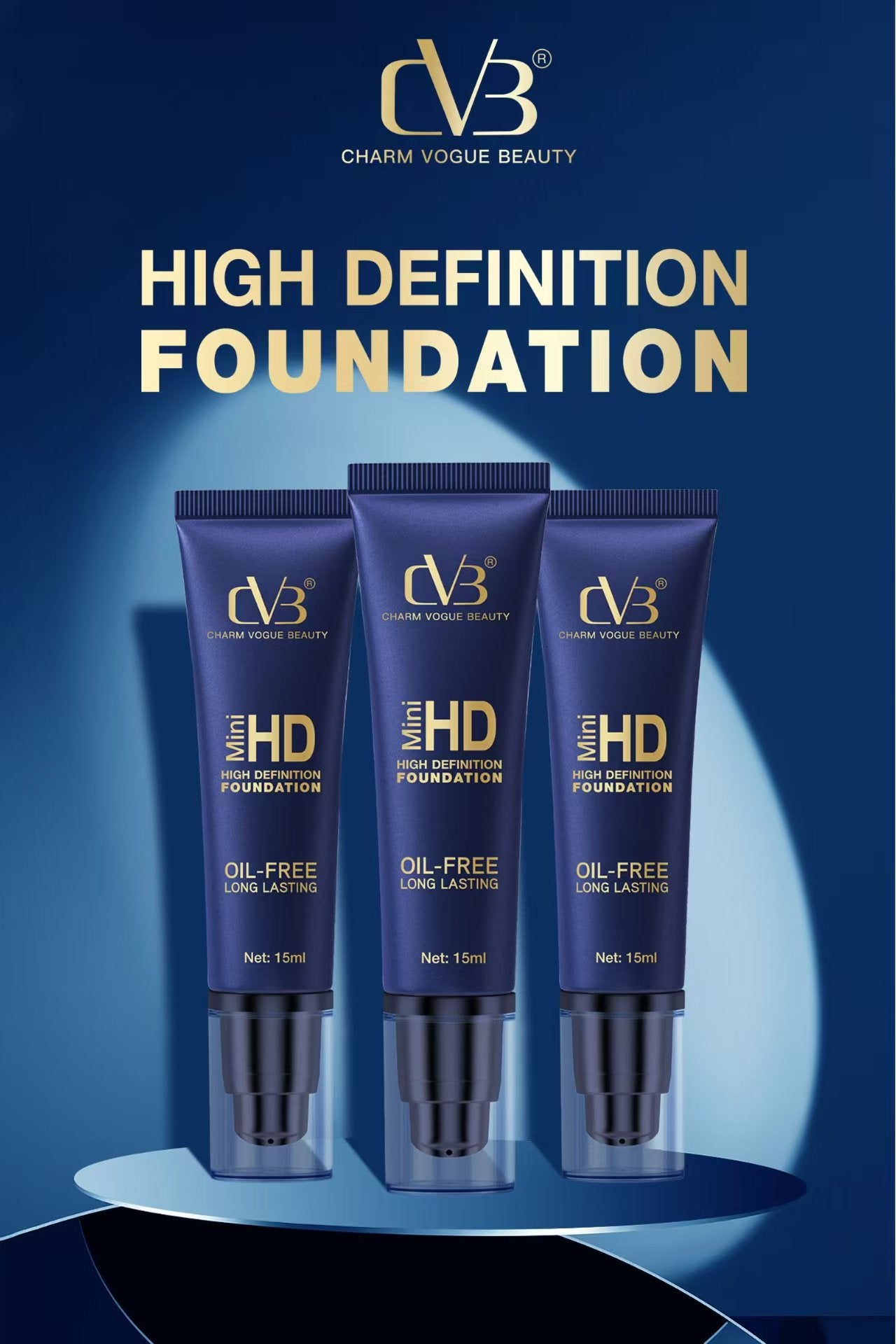 Cvb Mini Hd High Definition Foundation  Oil-Free Long Lasting Net 15 Ml C245 Set of 2 Pics