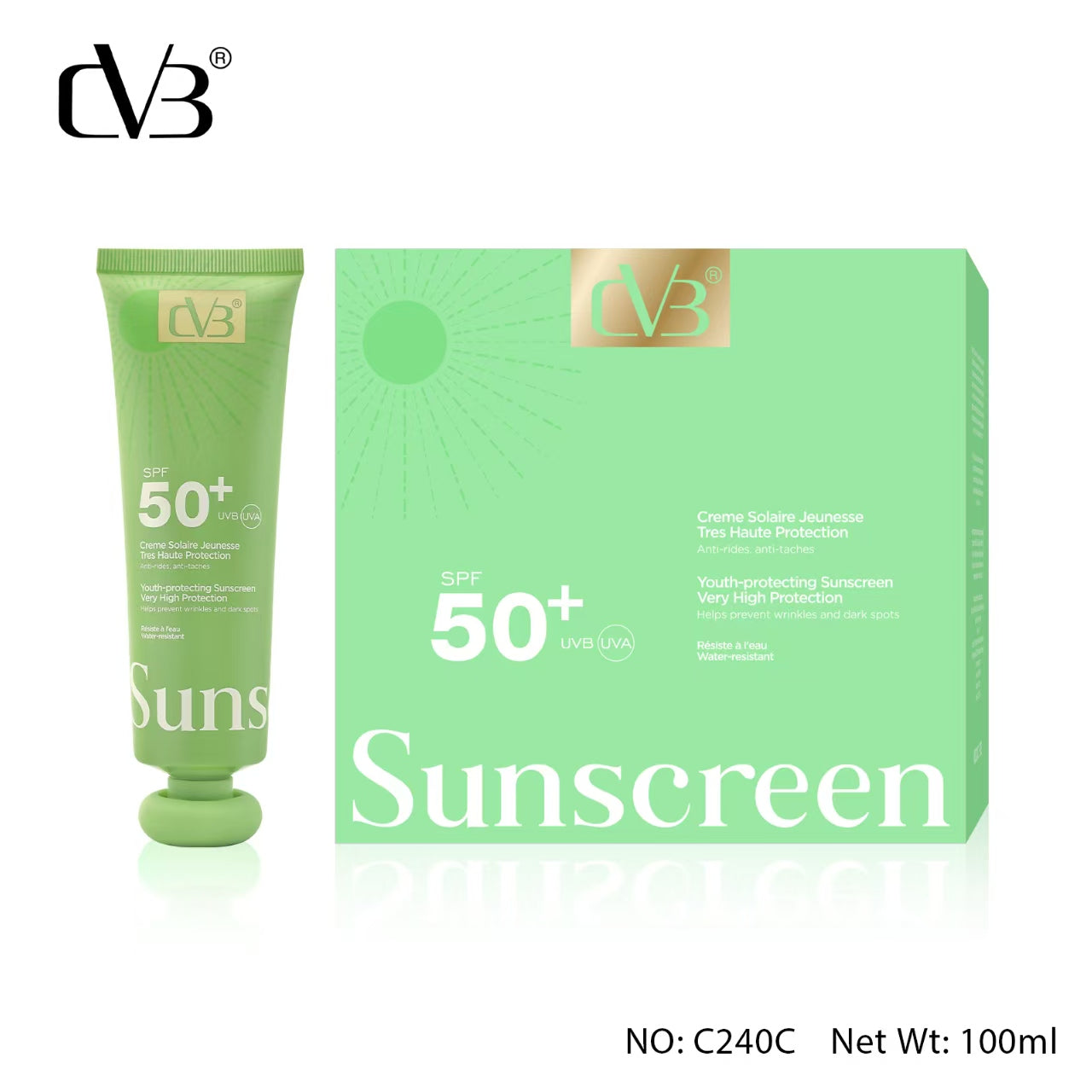 Cvb Sunscreen SPF S0+++ UVB UVA Youth-protecting sunscreen very protection wrinkles and Dark Spots c-240C