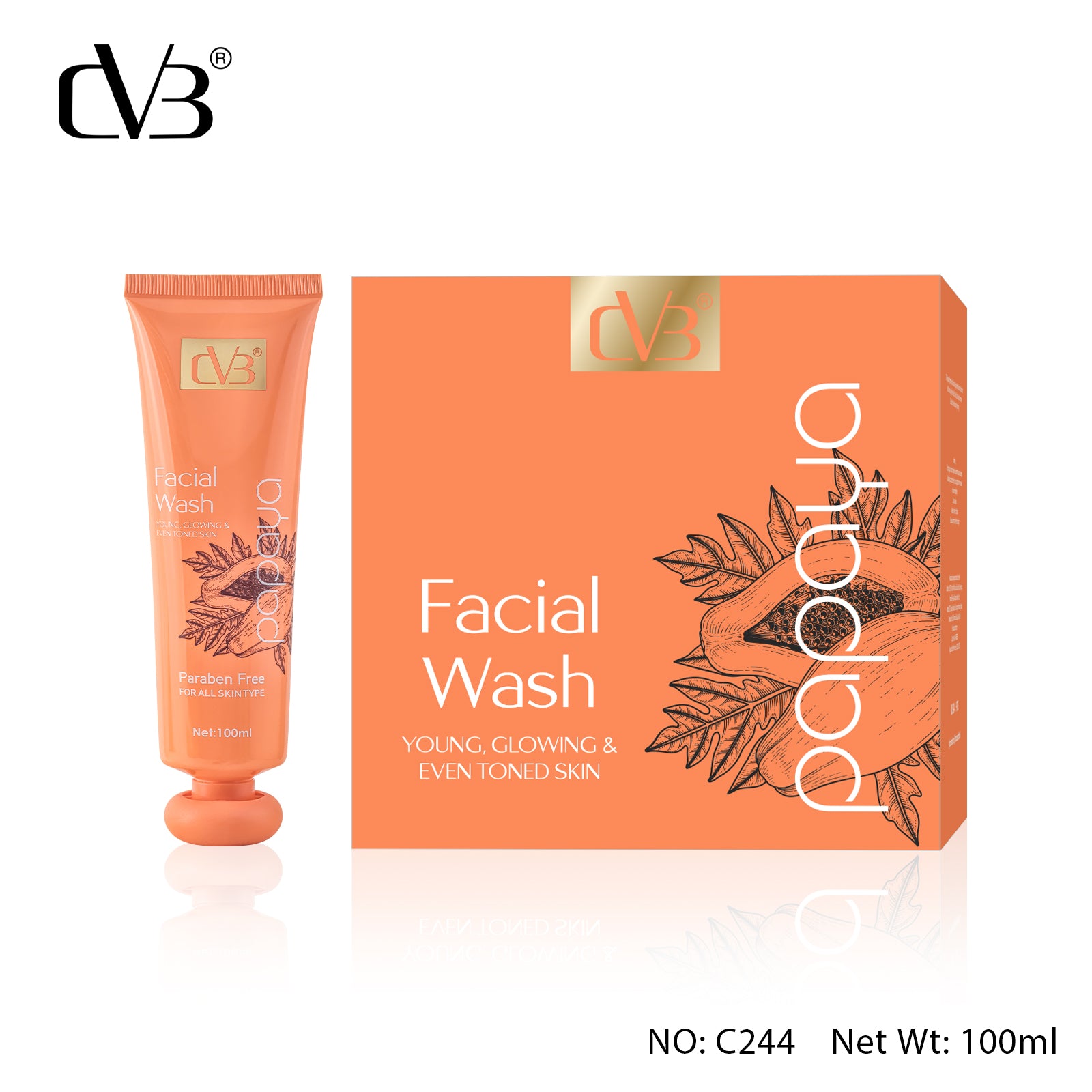 CVB FACIAL WASH YOUNG GLOWING & EVEN TONED SKIN  PARABEN FREE FOR ALL SKIN TYPE 100 ML  C244