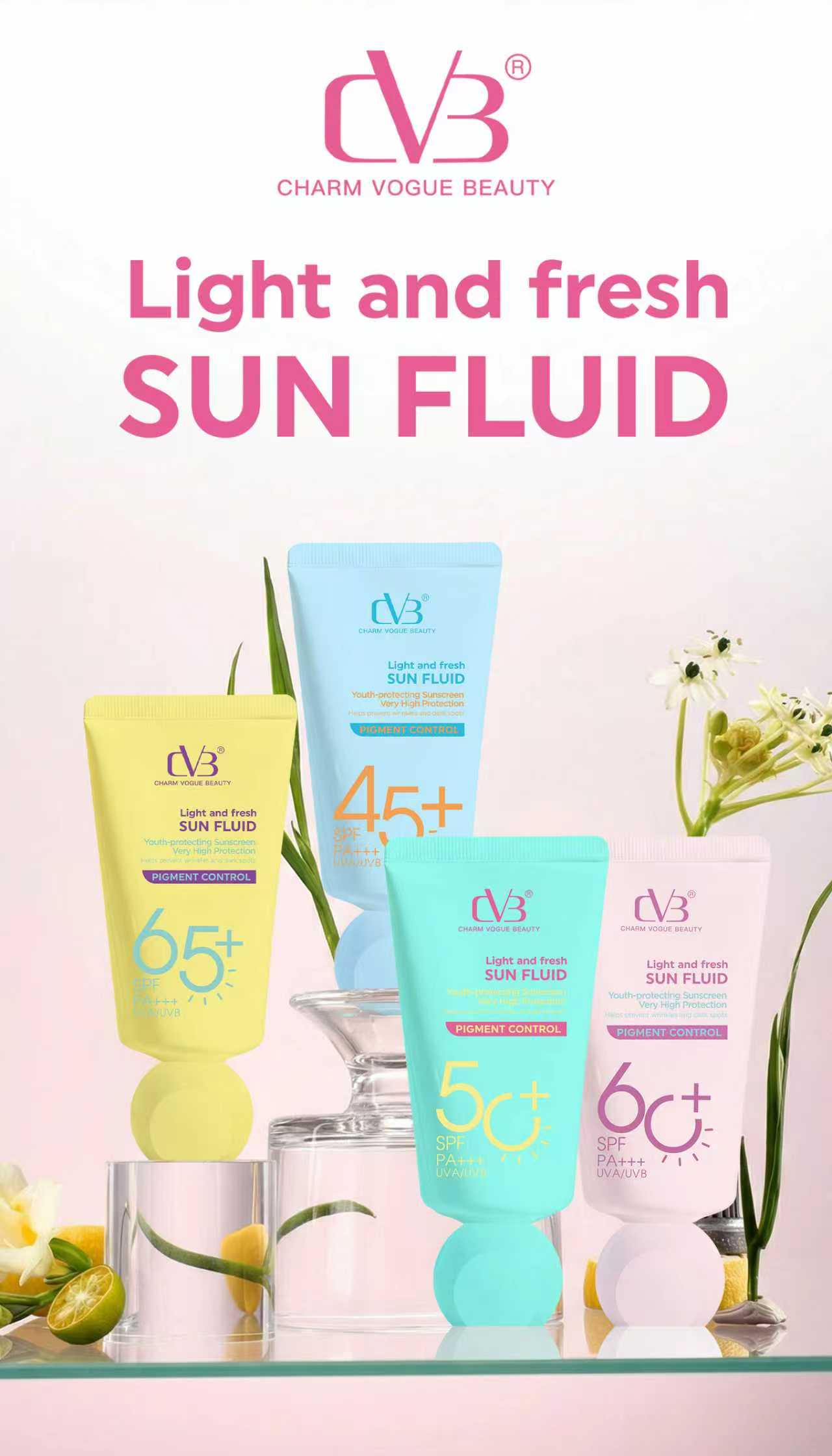 CVB C283 SUN FLUID PIGMENT CONTROL 65 SPF PA++ UVA/UVB YOUTH-PROTECTING SUNSCREEN HIGH PROTECTION