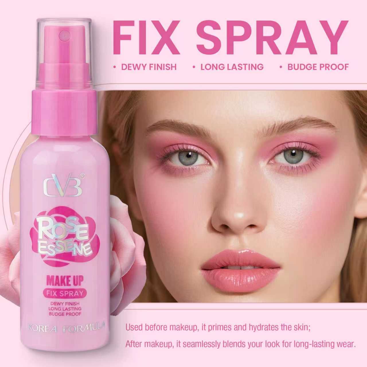 Cvb Rose Essene Make Up Fix Spray Dewy Finish Long Lasting Budge Proof C298